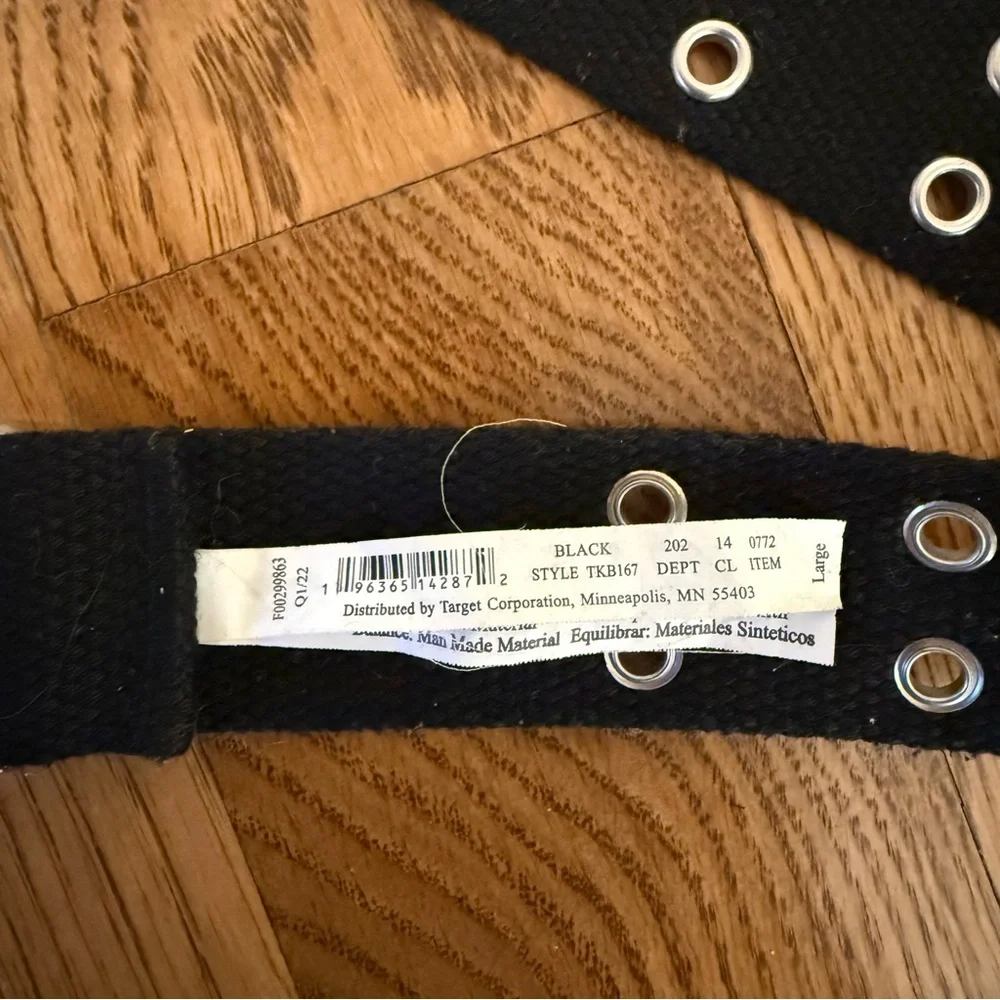 Target Girls Belt Size large Black With Silver Grommets
